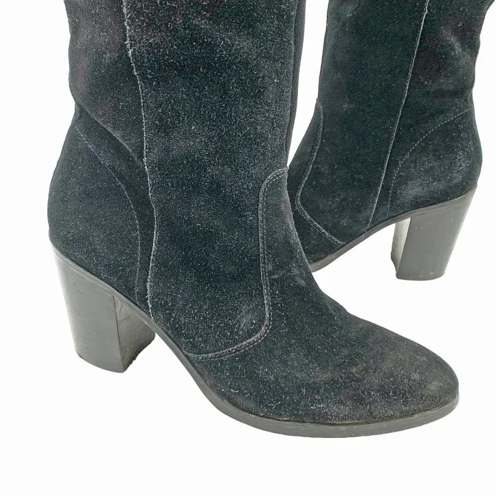 Anthropologie LATIGO Jukebox Black Suede Over the Knee Heel Boots‎